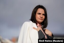 Bjeloruska liderka opozicije Svjetlana Tihanovskaja tokom posjete Kopenhagenu 23. oktobra. Iako je štrajk povećao pritisak na Lukašenka, pribjegavanje ovoj metodi također "povećava ulog opozicije", kaže jedan analitičar.