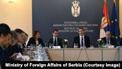 Ministar spoljnih poslova Srbije Marko Đurić na sastanku sa ambasadorima zemalja EU u Beogradu, 14. septembra 2024. 