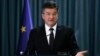 KOSOVO -- EU Special Representative for the Pristina-Belgrade Dialogue Miroslav Lajcak gestures during a press conference following his meeting with Kosovar acting president n Pristina, March 2, 2021