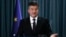 KOSOVO -- EU Special Representative for the Pristina-Belgrade Dialogue Miroslav Lajcak gestures during a press conference following his meeting with Kosovar acting president n Pristina, March 2, 2021