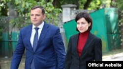 Andrei Năstase și Maia Sandu când s-au lansat în campania pentru alegerile locale din Chișinău. 21 septembrie 2019