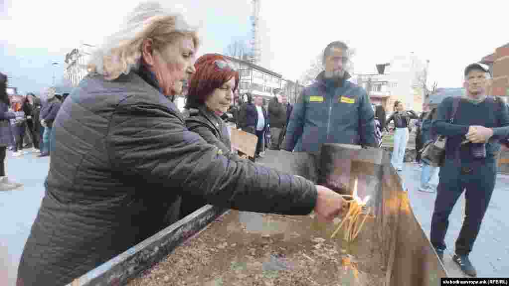 Кочани, оддавање почит на загинатите во пожарот, 17 март 2025 година