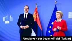 Урсула фон дер Лајен и Александар Вучиќ, Брисел, 26 април 2021 година