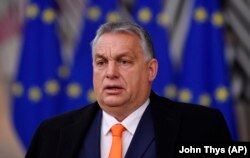 Mađarski premijer Viktor Orban uoči samita EU u zgradi Evropskog saveta u Briselu, decembar 2020.