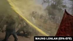 Detalj sa protersta u Mjanmaru