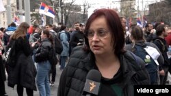 Ljiljana Kovačević na protestu u Beogradu, 15. marta 2025.